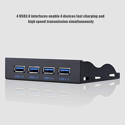 XUXHOU Vorderseite USB3.0 Hub mit 4 Schnellen Ladeanschlüssen, Plug -and -Play Design, Langlastendes Metallmaterial, Kompatibel mit Mainframes, Schwarz, Schwarz von XUXHOU