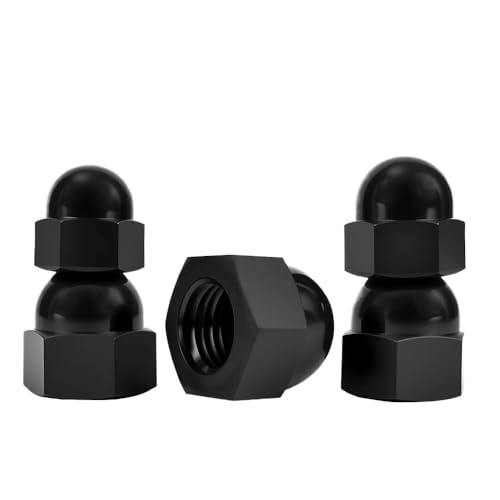 Nylon-Hutmuttern M3 M4 M5 M6 M8 M10 M12 M14 M16 M18 M20 Kunststoff Schwarz Weiß Sechskant-Rundkopf-Hutmuttern for Schraubenbolzen 2-35 Stück(Black,M18(2pcs)) von XUXPFJ