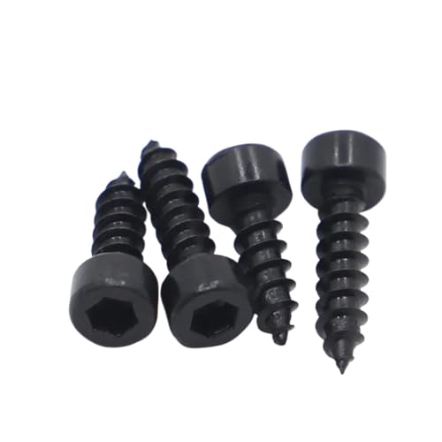 XUXPFJ 10–50 Stück M2 M2.6 M3 M3.5 M4 M5 M6 Schwarzer Kohlenstoffstahl Sechskant Innensechskant Kopf Möbel Holz Selbstschneidende Schraube(16mm,M2 50pcs) von XUXPFJ