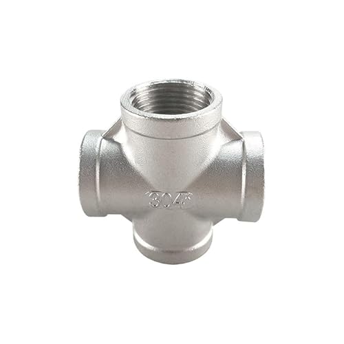 XUXPFJ Edelstahl SS304 1/8" 1/4" 3/8" 1/2" 3/4" 1" 1-1/4" 1-1/2" Gewinderohrverschraubung 4-Wege-Kreuzverbinder SS304(1/2") von XUXPFJ