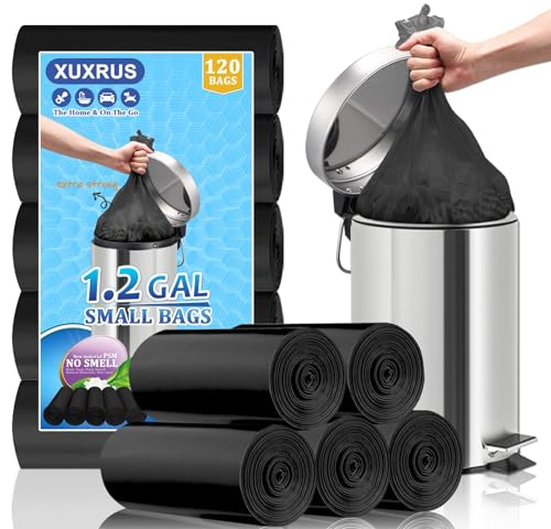 XUXRUS Schwarze Müllbeutel 5Liter Kleine Mülltüten Badezimmer Abfallbeutel (120 Stück) von XUXRUS