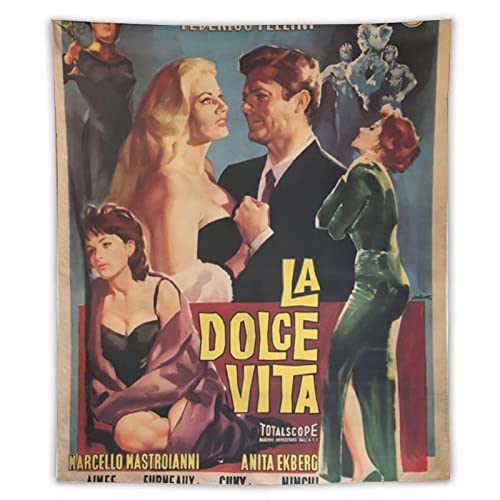 Federico Fellini La Dolce Vita Filmposter, Wandteppich, Kunstdruck, Wandbild, Foto, Wandteppich, Hängebild, Familie, Schlafzimmer, Dekoration, Geschenk, 127 x 152,4 cm von XUYANG