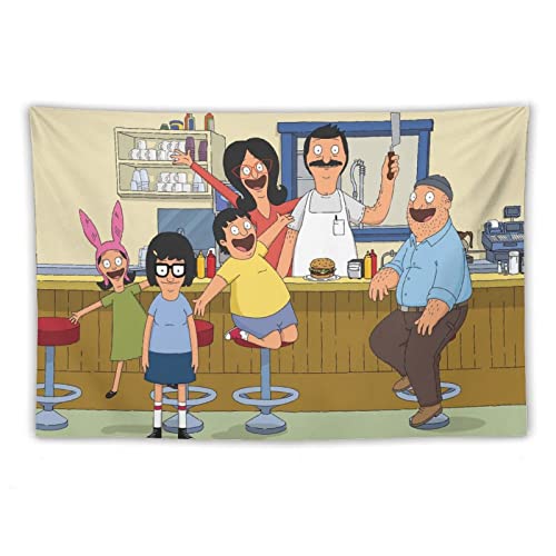 Poster Bob's Burgers, Anime, Wandkunst, Wandteppich, Schriftrolle, Polyester, Wandteppich, Gemälde, Bild, Wohnzimmer, Dekoration, Zuhause, Schlafzimmer, 101,6 x 152,4 cm von XUYANG