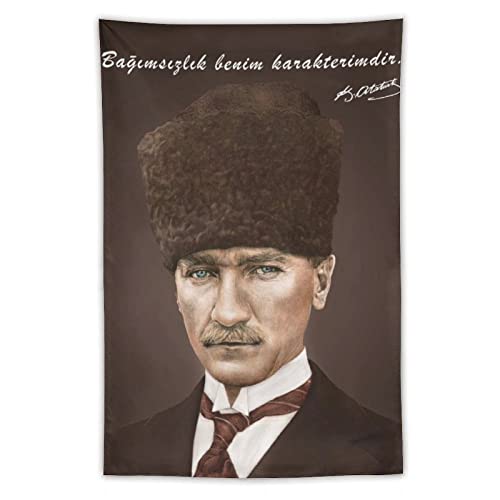 Präsident Türkei Atatürk Poster Wandkunst Tapisserie Scroll Polyester Wandteppiche Malerei Bild Wohnzimmer Dekor Zuhause Schlafzimmer 101,6 x 152,4 cm von XUYANG