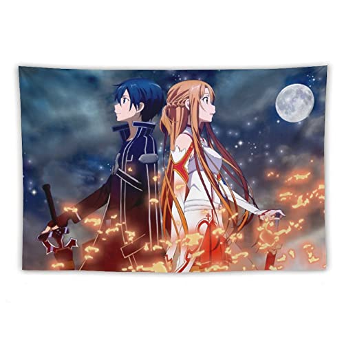 Sword Art Online Sao Kirito Asuna Anime-Poster, Kunstwerke, Polyester, Wandteppich, Zimmer, ästhetisch, Wandkunstdrucke, Zuhause, moderne Dekoration, Geschenke, 101,6 x 152,4 cm Sword Art Online Sao Kirito Asuna Anime-Poster, Kunstwerke, Polyester, Wandteppich, Zimmer, ästhetisch, Wandkunstdrucke, Zuhause, moderne Dekoration, Geschenke, 101,6 x 152,4 cm von XUYANG