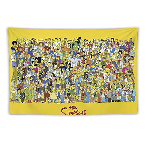 The Simpsons All Characters Collection American Anime Poster Kunst Tapisserie Polyester Malerei Dekor Wanddruck Fotogeschenke Zuhause Modern Dekorative Wandteppiche 101,6 x 152,4 cm von XUYANG