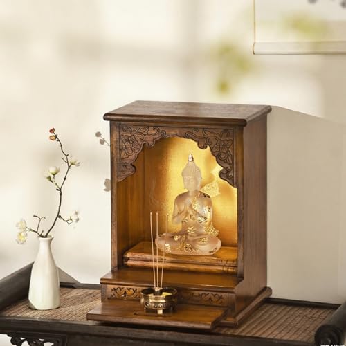An Der Wand Montierter Buddhistischer Altarrahmen Mit Einziehbarer Ausziehablage For Den Persönlichen Schrein, Geeignet For Das Heimgebet Und Die Anbetung(Desktop) von XUZAOJUN