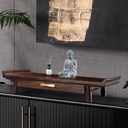 Buddha-Schreinständer,Tisch-Buddha-Schrein,Meditationsaltartisch Aus Massivholz,Persönlicher Schreinständer Mit Einziehbarer Ablage,Geeignet Schlafzimmer Und Büros(Walnut,S) von XUZAOJUN