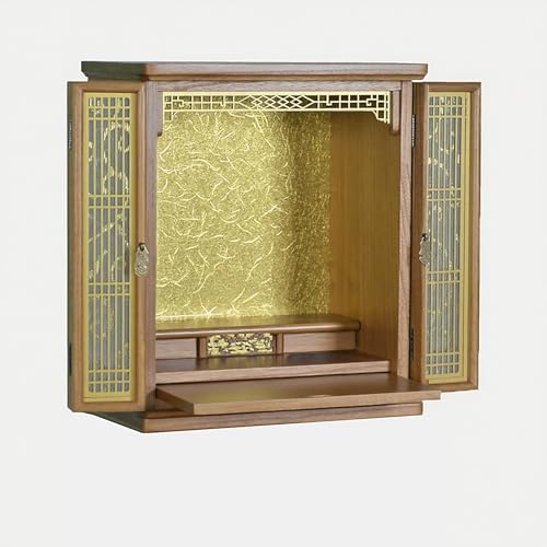 Buddhistischer Altarständer Mit Nische, Meditationsaltartisch, Buddha-Statuenständer Mit LED-Beleuchtung, Heimgottesdiensttisch, Geeignete Spirituelle Praxis(Antique Finish,M) von XUZAOJUN