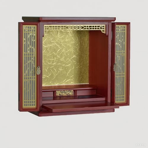 Buddhistischer Altarständer Mit Nische, Meditationsaltartisch, Buddha-Statuenständer Mit LED-Beleuchtung, Heimgottesdiensttisch, Geeignete Spirituelle Praxis(Rosewood Finish,M) von XUZAOJUN