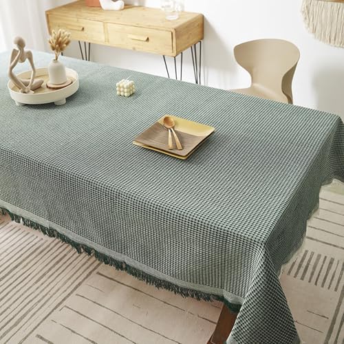 Dekorative,Wiederverwendbare Gartentischdecke,Rechteckige, Bügelfreie,Süße Waffel-Tischdecke In Volltonfarbe,Staubschutz For Nachttisch,Couchtisch,Küche,Bankett(Green,70.9x90.6in) von XUZAOJUN