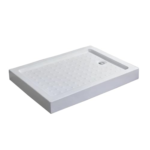 Eckduschwanne, Tragbarer Duschraumboden For Zu Hause, Geruchsabweisender Abfluss,Rutschfeste Textur,Acrylmaterial,Geeignet For Wohnmobile,Wohnwagen,Innenräume(35.4x27.6x5.1in) von XUZAOJUN