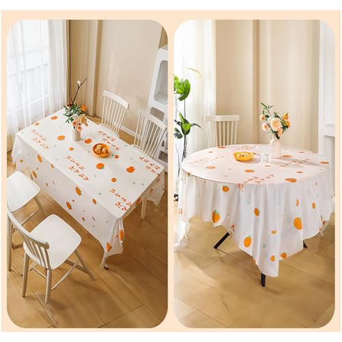 Einweg-Tischdecke For Den Haushalt, Transparent,Nicht Waschbar,Verdickt,Wasserdicht Und Ölbeständig,Runder Tisch,Rechteckiger Tisch,Geeignet Bankette,Partys(Orange,86.6x86.6in) von XUZAOJUN