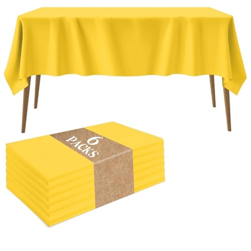 Einweg-Tischdecken Aus Kunststoff For Rechteckige Und Runde Tische,6 Stück, 137,2 X 274,3 Cm,Tischdecken For Partys,Picknicks,Hochzeiten,Dekorative Tischdecken(Yellow) von XUZAOJUN