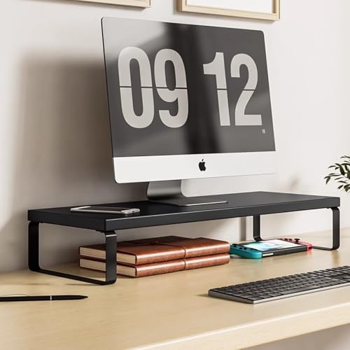 Großer Monitorständer,Weißer Und Schwarzer Computer-Schreibtischständer,Monitor-Basisständer,Desktop-Computer-Riser,Büro-Schreibtisch-Aufbewahrung,For Laptops,Fernseher(Black,3.1x7.9x15.7in) von XUZAOJUN