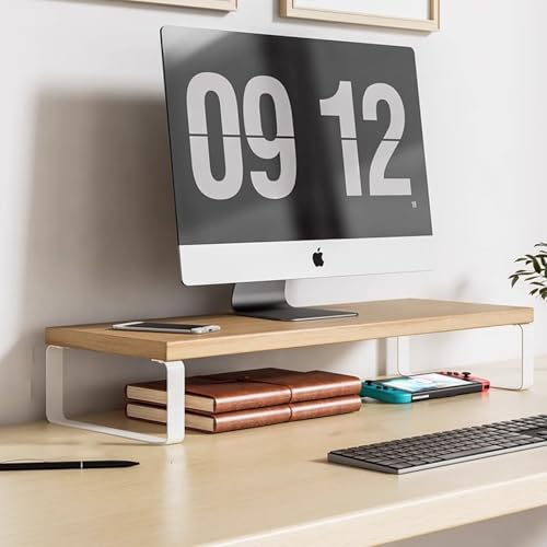 Großer Monitorständer,Weißer Und Schwarzer Computer-Schreibtischständer,Monitor-Basisständer,Desktop-Computer-Riser,Büro-Schreibtisch-Aufbewahrung,For Laptops,Fernseher(Original colour,3.1x7.9x15.7in) von XUZAOJUN