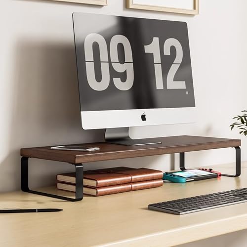 Großer Monitorständer,Weißer Und Schwarzer Computer-Schreibtischständer,Monitor-Basisständer,Desktop-Computer-Riser,Büro-Schreibtisch-Aufbewahrung,For Laptops,Fernseher(Walnut colour,3.1x7.9x23.6in) von XUZAOJUN