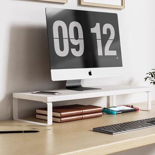 Großer Monitorständer,Weißer Und Schwarzer Computer-Schreibtischständer,Monitor-Basisständer,Desktop-Computer-Riser,Büro-Schreibtisch-Aufbewahrung,For Laptops,Fernseher(White,3.1x7.9x23.6in) von XUZAOJUN