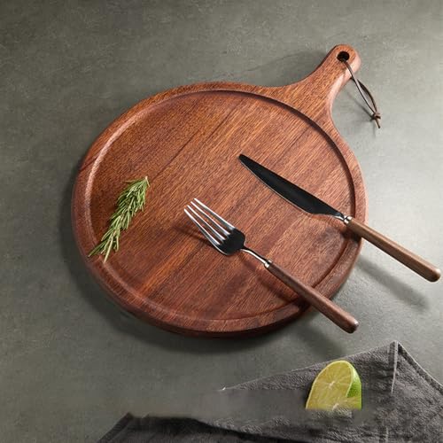 Küchen-Schneidebrett Aus Holz,Pizza- Und Steakbrett Mit Erhöhten Kanten Und Langem Griff, Rutschfest,For Vorbereiten Und Servieren,Ideal Gebäck Und Leichte Portionen(15.7x11.8x0.7in) von XUZAOJUN