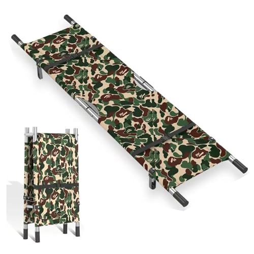 Leichte Rettungstrage,Zusammenklappbare Medizinische Trage,Erste-Hilfe-Ausrüstung, Mit 2 Rädern,For Den Patiententransport In Krankenwagen(Camouflage) von XUZAOJUN