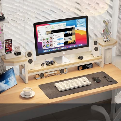 Monitorständer-Riser,Desktop-Speicher-Rack-Riser-Basis,Höhenverstellbarer Computerständer,Großer Monitorständer,Geeignet For PC-Monitore,Laptops,Drucker(Original colour,7.9x46.1x10.4in) von XUZAOJUN