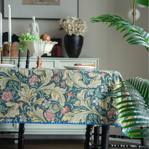 Rechteckige, Dekorative, Bestickte Jacquard-Tischdecke, Spritzwassergeschützt Und Knitterfrei,Waschbar Und Wiederverwendbar For Picknicks, Restaurants Und Bankette(Green,55.1x94.5in) von XUZAOJUN