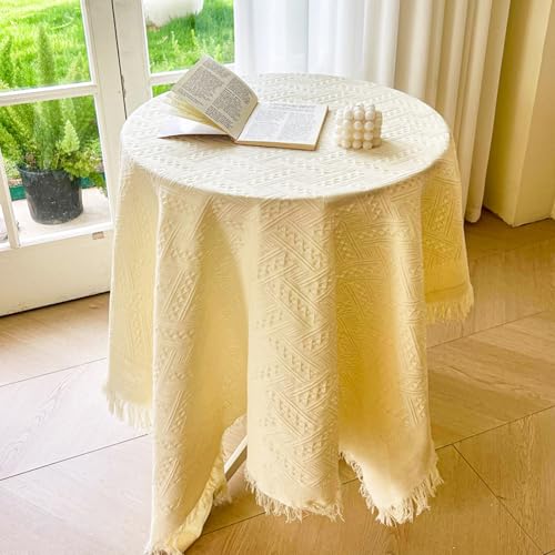 Rechteckige, Dekorative, Waschbare Tischdecke,Tischschutzunterlage,Schöne Baumwolltischdecke,Superweicher,Verdickter Stoff For Couchtisch,Esstisch,Garten,Bankett(Beige,51.2x51.2in) von XUZAOJUN