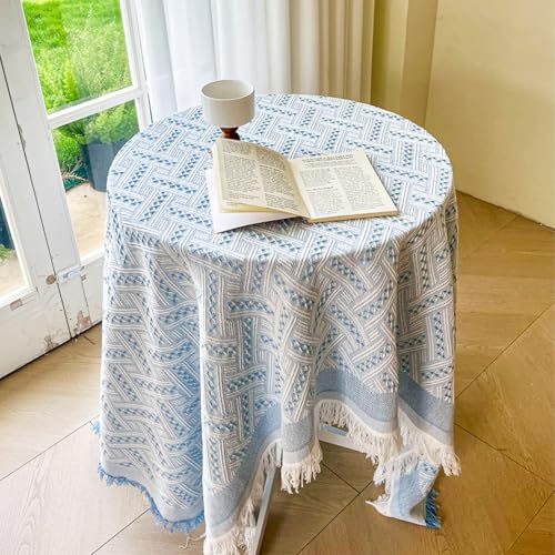 Rechteckige, Dekorative, Waschbare Tischdecke,Tischschutzunterlage,Schöne Baumwolltischdecke,Superweicher,Verdickter Stoff For Couchtisch,Esstisch,Garten,Bankett(Blue,70.9x90.6in) von XUZAOJUN
