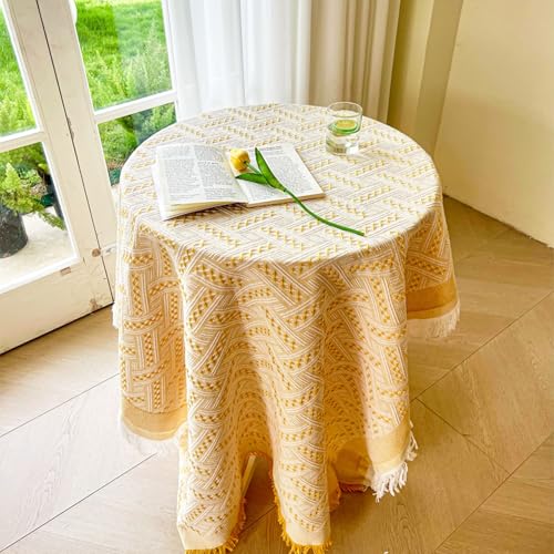 Rechteckige, Dekorative, Waschbare Tischdecke,Tischschutzunterlage,Schöne Baumwolltischdecke,Superweicher,Verdickter Stoff For Couchtisch,Esstisch,Garten,Bankett(Yellow,70.9x70.9in) von XUZAOJUN