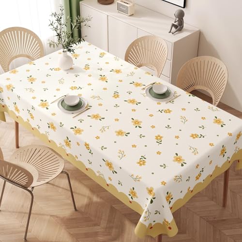 Rechteckige, Nicht Waschbare,Dekorative Tischdecke Aus Kunststoff,Wasser- Und Ölbeständig,Abwischbar,Wiederverwendbar,Tischschutzmatte For Den Außenbereich,Esstisch(Yellow,47.2x70.9in) von XUZAOJUN