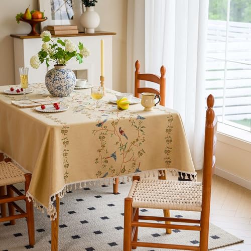 Rechteckige, Rustikale,Ethnische Jacquard-Tischdecke,Dekorative,Dicke Tischdecke,Waschbar,Wiederverwendbar,For Esszimmer,Garten,Couchtisch,Fernsehständer,Picknick(Birds,47.2x63in) von XUZAOJUN