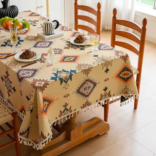 Rechteckige, Rustikale,Ethnische Jacquard-Tischdecke,Dekorative,Dicke Tischdecke,Waschbar,Wiederverwendbar,For Esszimmer,Garten,Couchtisch,Fernsehständer,Picknick(Irregular Graphics,47.2x47.2in) von XUZAOJUN