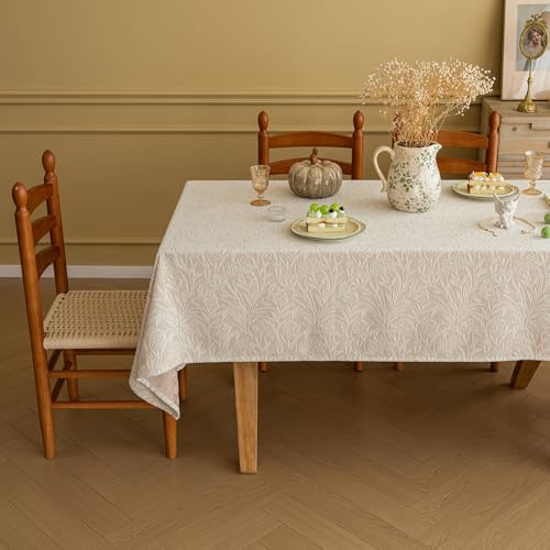 Rechteckige, Verdickte,Dunkle Muster-Dekorationstischdecke,Tischdecke Aus Jacquard-Stoff,Waschbar Und Wiederverwendbar For Couchtisch,Esszimmer,Garten,Außenbereich(Beige,55.1x86.6in) von XUZAOJUN