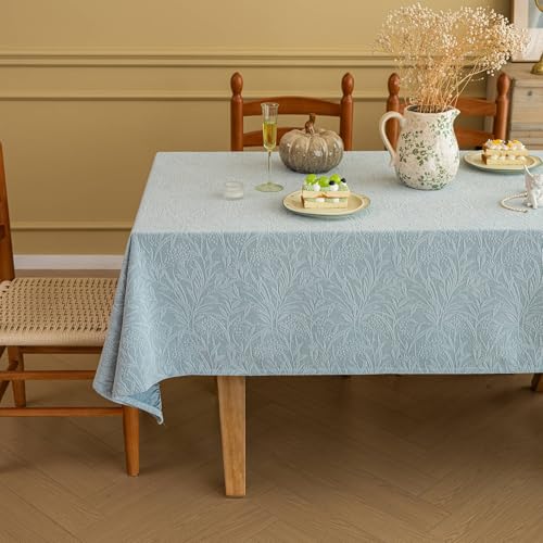 Rechteckige, Verdickte,Dunkle Muster-Dekorationstischdecke,Tischdecke Aus Jacquard-Stoff,Waschbar Und Wiederverwendbar For Couchtisch,Esszimmer,Garten,Außenbereich(Light Blue,47.2x63in) von XUZAOJUN