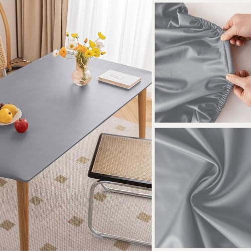 Rechteckige, Vollständig Umhüllende, Wasserdichte Und Ölfeste Tischdecke Esstische,Couchtisch,Stoff,Tischdecke,Wiederverwendbar,Geeignet Küche Und Esszimmer,Party(Light gray,27.6x27.6in) von XUZAOJUN