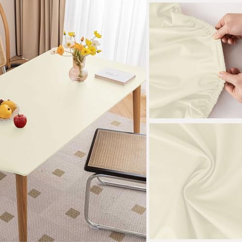 Rechteckige, Vollständig Umhüllende, Wasserdichte Und Ölfeste Tischdecke Esstische,Couchtisch,Stoff,Tischdecke,Wiederverwendbar,Geeignet Küche Und Esszimmer,Party(Milk white,23.6x47.2in) von XUZAOJUN