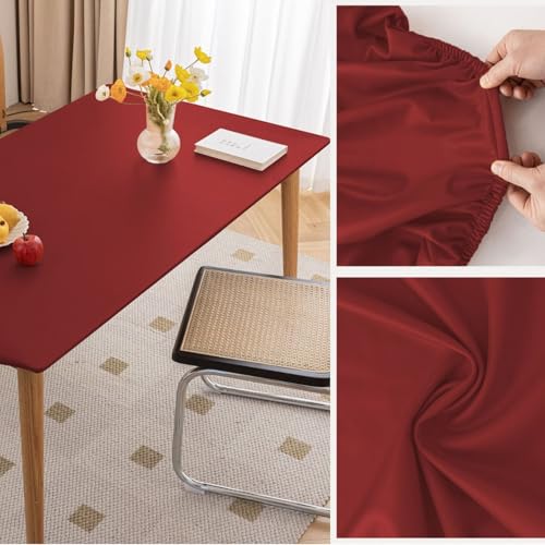 Rechteckige, Vollständig Umhüllende, Wasserdichte Und Ölfeste Tischdecke Esstische,Couchtisch,Stoff,Tischdecke,Wiederverwendbar,Geeignet Küche Und Esszimmer,Party(Red,27.6x51.2in) von XUZAOJUN