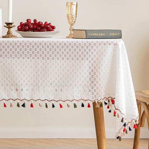 Rechteckige, Weiße Spitzen-Tischdecke Aus Polyester, Dekorativer Tischschutz, Waschbar Und Wiederverwendbar For Garten, Bankett, Kaffeetisch, Picknick, Party(Square,35.4x35.4in) von XUZAOJUN