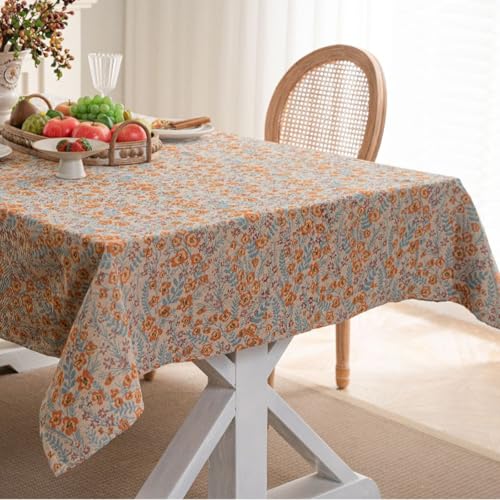 Rechteckige,Dekorative,Wiederverwendbare Tischdecke,Schmutzabweisend, Waschbar,Roter Jacquard-Kürbis-Tischläufer For Esstisch,Couchtisch,Party,Terrasse,Garten(Orange,55.1x63in) von XUZAOJUN