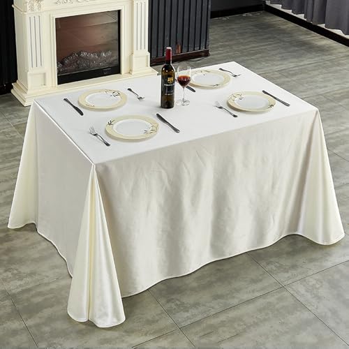 Rechteckige,Dekorative Tischdecke Aus Weißem Und Schwarzem Polyester,Knitterfrei,Waschbar Und Wiederverwendbar,For Konferenzräume,Hotels,Büros,Hochzeiten,Bankette(Beige,47.2x70.9in) von XUZAOJUN