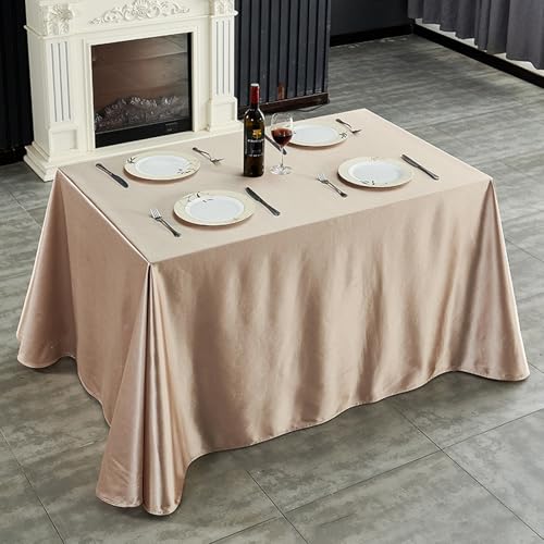 Rechteckige,Dekorative Tischdecke Aus Weißem Und Schwarzem Polyester,Knitterfrei,Waschbar Und Wiederverwendbar,For Konferenzräume,Hotels,Büros,Hochzeiten,Bankette(Champagne,59.1x82.7in) von XUZAOJUN