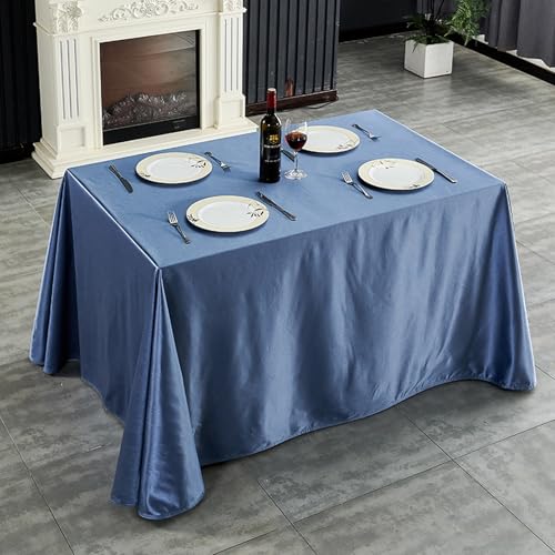 Rechteckige,Dekorative Tischdecke Aus Weißem Und Schwarzem Polyester,Knitterfrei,Waschbar Und Wiederverwendbar,For Konferenzräume,Hotels,Büros,Hochzeiten,Bankette(Grey-blue,70.9x126in) von XUZAOJUN
