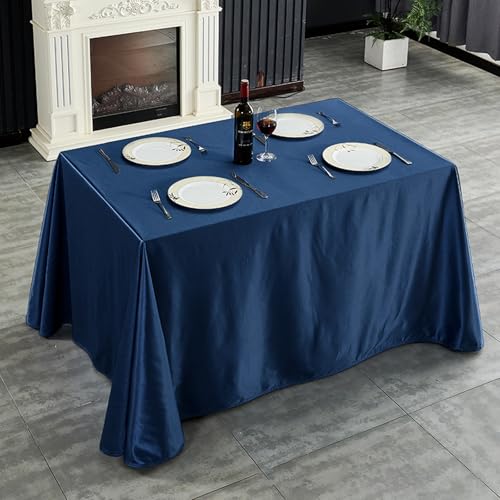 Rechteckige,Dekorative Tischdecke Aus Weißem Und Schwarzem Polyester,Knitterfrei,Waschbar Und Wiederverwendbar,For Konferenzräume,Hotels,Büros,Hochzeiten,Bankette(Navy blue,70.9x118.1in) von XUZAOJUN