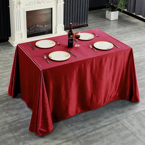 Rechteckige,Dekorative Tischdecke Aus Weißem Und Schwarzem Polyester,Knitterfrei,Waschbar Und Wiederverwendbar,For Konferenzräume,Hotels,Büros,Hochzeiten,Bankette(Red,78.7x126in) von XUZAOJUN