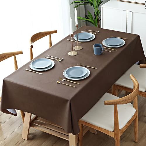 Rechteckige,Runde Tischdecke,Wasserdicht Und Ölbeständig,Einfarbige PVC-Tischdecke,Verbrühungshemmend Und Nicht Waschbar,Wiederverwendbar,For Restaurant,Terrasse(Dark Curry,55.1x78.7in) von XUZAOJUN