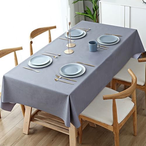Rechteckige,Runde Tischdecke,Wasserdicht Und Ölbeständig,Einfarbige PVC-Tischdecke,Verbrühungshemmend Und Nicht Waschbar,Wiederverwendbar,For Restaurant,Terrasse(Gray,55.1x86.6in) von XUZAOJUN