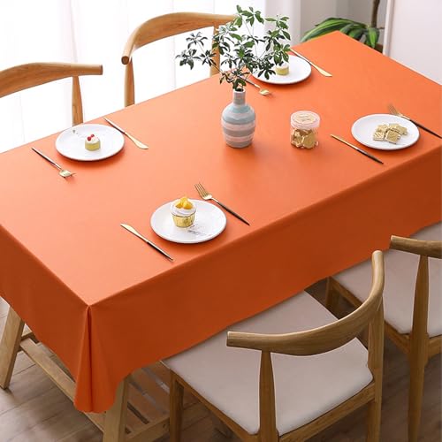 Rechteckige,Runde Tischdecke,Wasserdicht Und Ölbeständig,Einfarbige PVC-Tischdecke,Verbrühungshemmend Und Nicht Waschbar,Wiederverwendbar,For Restaurant,Terrasse(Orange,55.1x86.6in) von XUZAOJUN