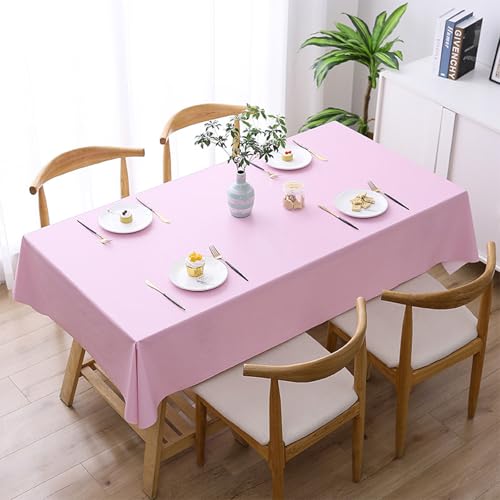 Rechteckige,Runde Tischdecke,Wasserdicht Und Ölbeständig,Einfarbige PVC-Tischdecke,Verbrühungshemmend Und Nicht Waschbar,Wiederverwendbar,For Restaurant,Terrasse(Pink,39.4x63in) von XUZAOJUN