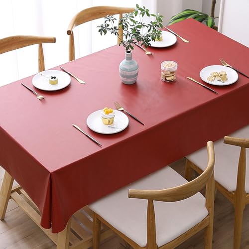 Rechteckige,Runde Tischdecke,Wasserdicht Und Ölbeständig,Einfarbige PVC-Tischdecke,Verbrühungshemmend Und Nicht Waschbar,Wiederverwendbar,For Restaurant,Terrasse(Red,47.2x47.2in) von XUZAOJUN