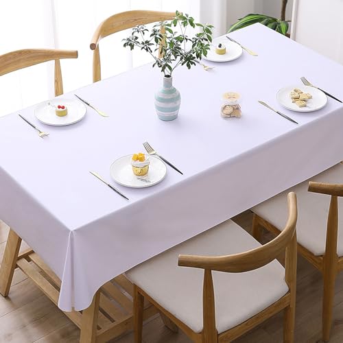 Rechteckige,Runde Tischdecke,Wasserdicht Und Ölbeständig,Einfarbige PVC-Tischdecke,Verbrühungshemmend Und Nicht Waschbar,Wiederverwendbar,For Restaurant,Terrasse(White,55.1x55.1in) von XUZAOJUN